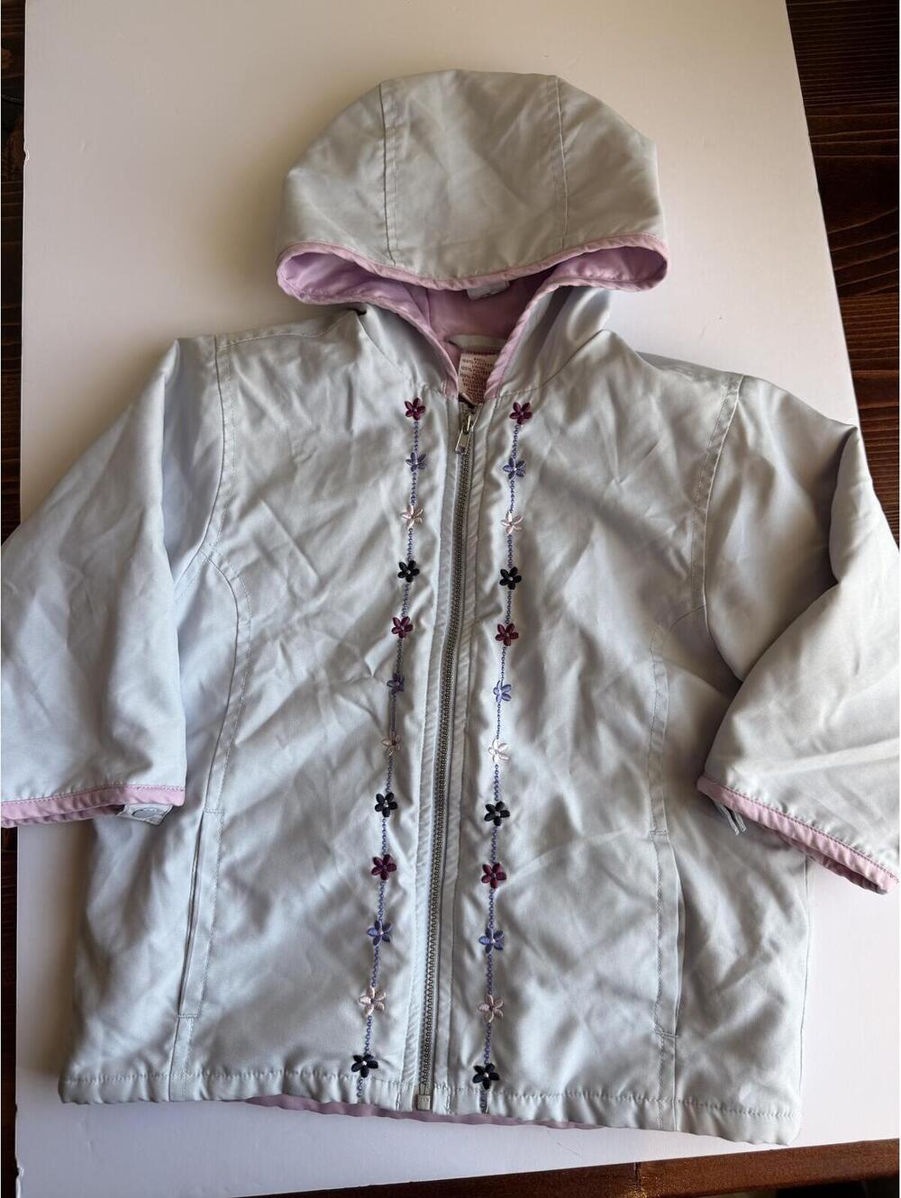 Vintage 2002 Gymboree Girls Size Small/2T Floral Embroidered Hooded Jacket